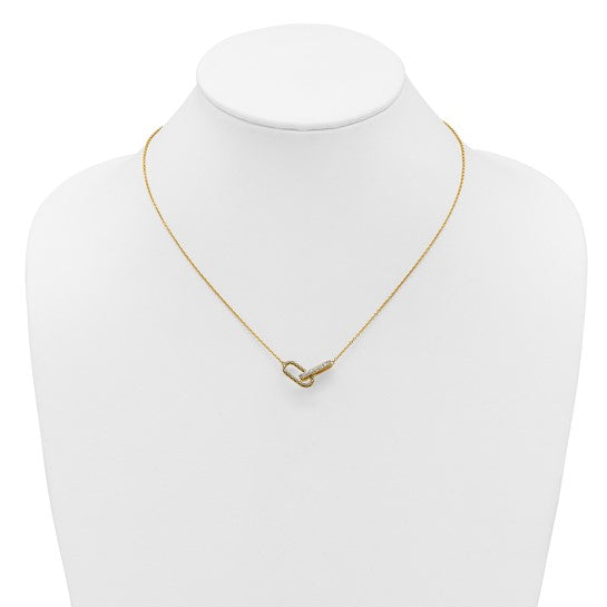 14K Polished 1/15 carat Diamond Interlocked Paperclip Links 18 inch Necklace