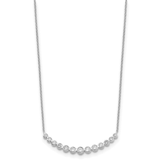 True Origin 14K White Gold 3/4 carat Lab Grown Diamond VS+ F+ 18 in Complete Graduated Curved Bar Necklace
