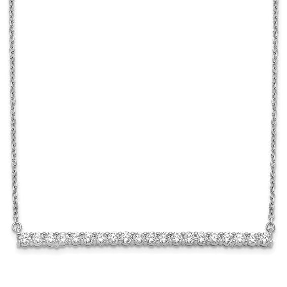 14k White Gold 1 carat Lab Grown Diamond VS/SI+ G+ 18 inch Bar Necklace