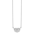 14k White Gold 1/15 carat Lab Grown Diamond VS/SI+ G+ Complete Lotus Flower 18 inch Necklace