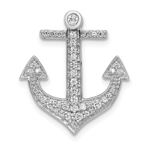 14k White Gold 1/4 carat Diamond Anchor Chain Slide