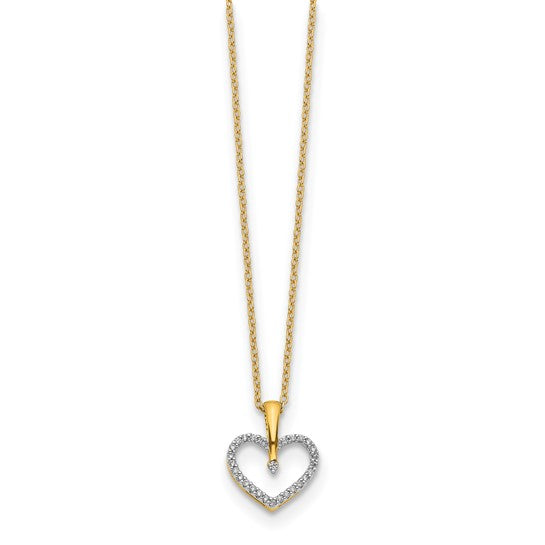 14k 1/6 carat Diamond Heart Pendant 18 inch Necklace