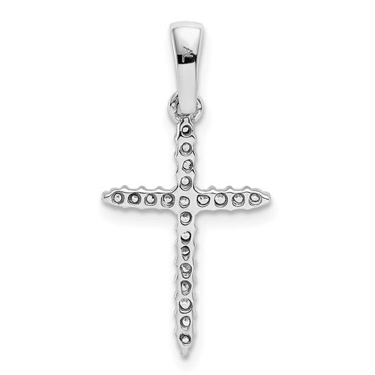 14k White Gold 1/6 carat Diamond Cross Pendant