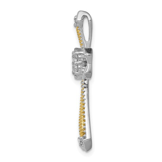 14k Two-Tone 1/3 carat Diamond Cross Chain Slide