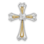 14k Two-Tone 1/3 carat Diamond Cross Chain Slide
