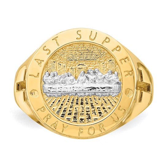 14K with Rhodium The Last Supper Men's Ring