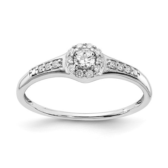 10k White Gold Two Hearts Diamond Eng Ring