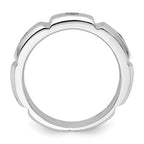 10K White Gold Polished and Brushed Ridged Diamond Band