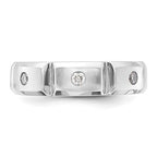 10K White Gold Polished and Brushed Ridged Diamond Band