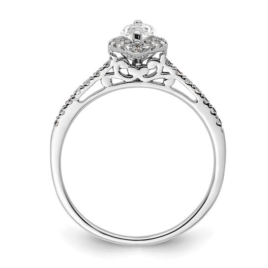 14k White Gold Halo (Holds 1/3 carat (7.0x3.5mm) Marquise Center) 1/4 carat Diamond Semi-mount Engagement Ring