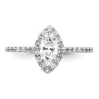 14k White Gold Halo (Holds 1/3 carat (7.0x3.5mm) Marquise Center) 1/4 carat Diamond Semi-mount Engagement Ring