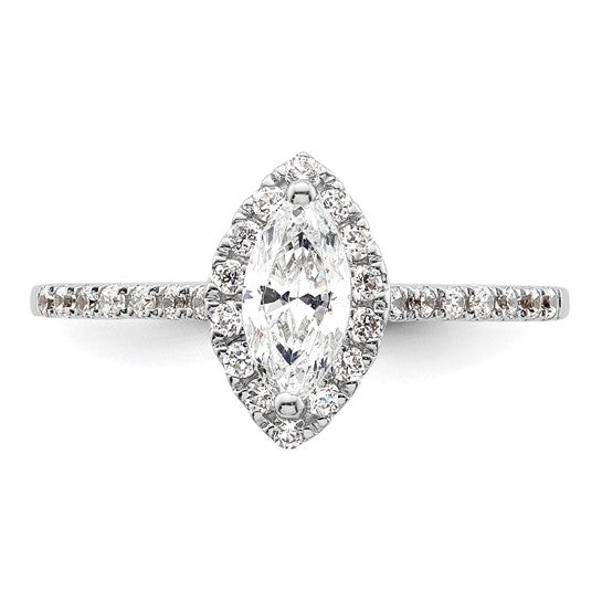 14k White Gold Halo (Holds 1/3 carat (7.0x3.5mm) Marquise Center) 1/4 carat Diamond Semi-mount Engagement Ring