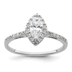 14k White Gold Halo (Holds 1/3 carat (7.0x3.5mm) Marquise Center) 1/4 carat Diamond Semi-mount Engagement Ring