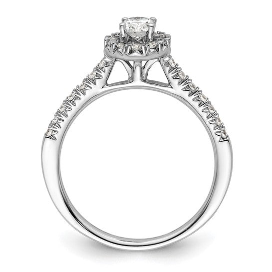 14k White Gold Halo (Holds 1/3 carat (5x4mm) Oval Center) 1/4 carat Diamond Semi-mount Engagement Ring
