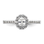 14k White Gold Halo (Holds 1/3 carat (5x4mm) Oval Center) 1/4 carat Diamond Semi-mount Engagement Ring