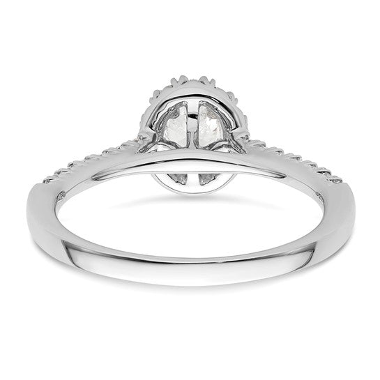14k White Gold Halo (Holds 1/3 carat (5x4mm) Oval Center) 1/4 carat Diamond Semi-mount Engagement Ring