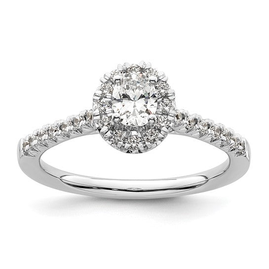 14k White Gold Halo (Holds 1/3 carat (5x4mm) Oval Center) 1/4 carat Diamond Semi-mount Engagement Ring