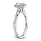 14k White Gold Halo (Holds 1/3 carat (4.8x3.45mm) Emerald-cut Center) 1/4 carat Diamond Semi-mount Engagement Ring