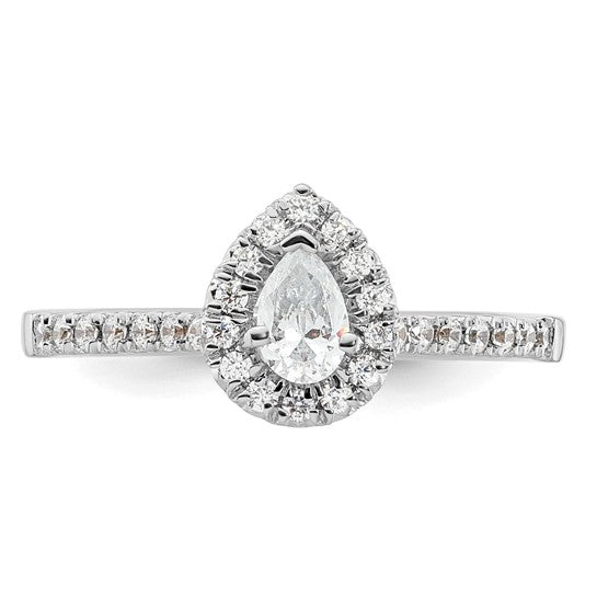 Pear Halo Diamond Semi-mount Engagement Rings
