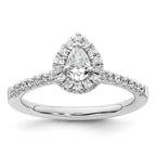 Pear Halo Diamond Semi-mount Engagement Rings