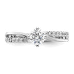 14k White Gold By-Pass (Holds 1/3 carat (4.5mm) Round Center) 1/6 carat Diamond Semi-mount Engagement Ring