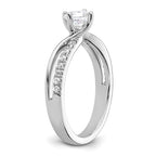 14k White Gold By-Pass (Holds 1/3 carat (4.5mm) Round Center) 1/6 carat Diamond Semi-mount Engagement Ring