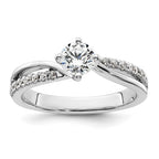 14k White Gold By-Pass (Holds 1/3 carat (4.5mm) Round Center) 1/6 carat Diamond Semi-mount Engagement Ring