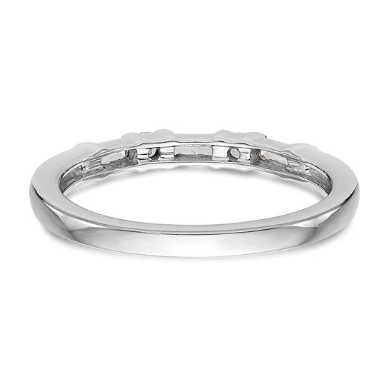 14k White Gold 1/4 carat Round/Baguette Diamond Complete Wedding Band