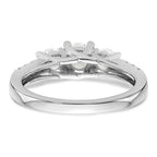 14K White Gold 3-Stone Plus (Holds 1/3 carat (4.5mm) Round Center and (2-3.2mm) Round Sides) Diamond Semi-Mount Engagement Ring