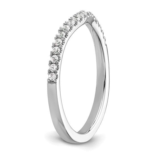 14k White Gold 1/5 carat Diamond Contoured Complete Wedding Band