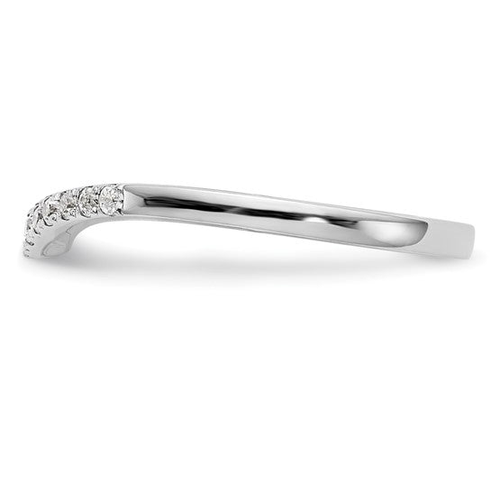 14k White Gold 1/8 carat Diamond Contoured Complete Wedding Band