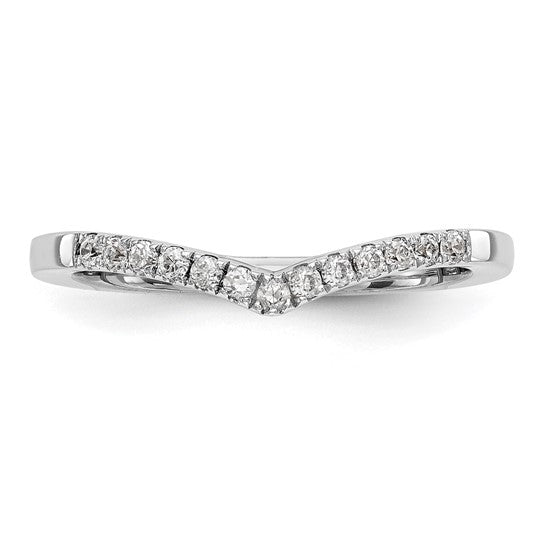 14k White Gold 1/8 carat Diamond Contoured Complete Wedding Band