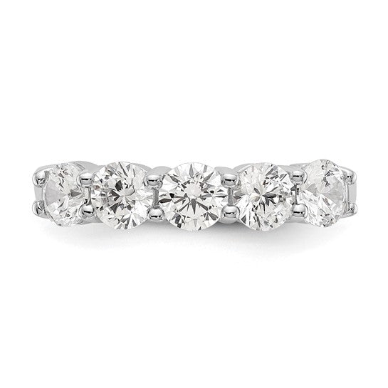 14K White Gold 5-Stone Shared Prong 1.3 carat Complete Round Diamond Band
