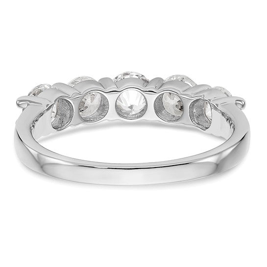 14K White Gold 5-Stone Shared Prong 1.3 carat Complete Round Diamond Band