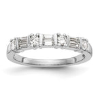 14K White Gold 3/8 carat Baguette/Round Diamond Complete Wedding Band