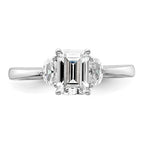 14k White Gold 3 Stone Half Moon/Emerald Semi-Mount Including 2-Half Moon Side Stones Dia Ring