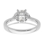 14k White Gold 3 Stone Half Moon/Emerald Semi-Mount Including 2-Half Moon Side Stones Dia Ring