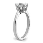 14k White Gold 3 Stone Half Moon/Emerald Semi-Mount Including 2-Half Moon Side Stones Dia Ring