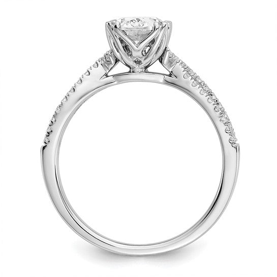 14k White Gold Criss-Cross (Holds 1 carat (8.00x6.1mm) Oval Center) 1/5 carat Diamond Semi-Mount Engagement Ring