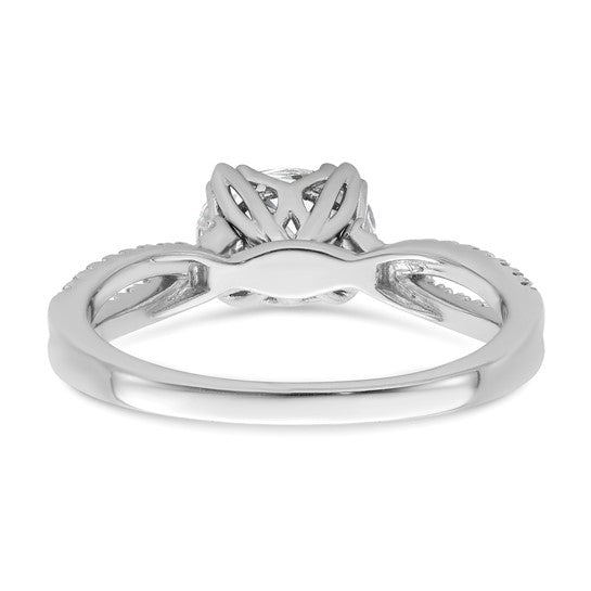 14k White Gold Criss-Cross (Holds 1 carat (8.00x6.1mm) Oval Center) 1/5 carat Diamond Semi-Mount Engagement Ring