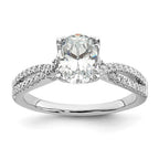 14k White Gold Criss-Cross (Holds 1 carat (8.00x6.1mm) Oval Center) 1/5 carat Diamond Semi-Mount Engagement Ring