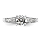 14k White Gold (Holds 1 carat (6.5mm) Round Center) 1/5 carat Diamond Semi-Mount Engagement Ring
