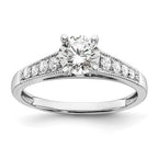 14k White Gold (Holds 1 carat (6.5mm) Round Center) 1/5 carat Diamond Semi-Mount Engagement Ring