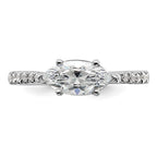 14k White Gold East West (Holds 1 carat (10.5x5.6mm) Marquise Center) 1/5 carat Diamond Semi-Mount Engagement Ring