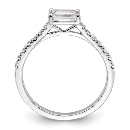 14k White Gold East West (Holds 3/4 carat (6.1x4.5mm) Emerald-cut Center) 1/4 carat Diamond Semi-Mount Engagement Ring