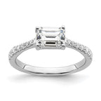 14k White Gold East West (Holds 3/4 carat (6.1x4.5mm) Emerald-cut Center) 1/4 carat Diamond Semi-Mount Engagement Ring