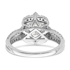14k White Gold Vintage Halo (Holds 1 carat (6.9x5.2mm) Emerald-cut Center) 5/8 carat Diamond Semi-Mount Engagement Ring