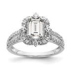 14k White Gold Vintage Halo (Holds 1 carat (6.9x5.2mm) Emerald-cut Center) 5/8 carat Diamond Semi-Mount Engagement Ring