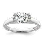 14k White Gold (Holds 1 carat (6.40 mm) Round) Half-Bezel with 1/20 carat Diamond Semi-Mount Engagement Ring
