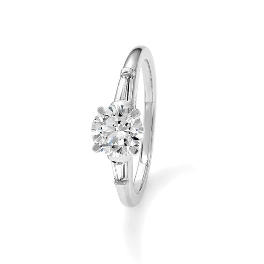 14K White Gold Semi-Mount Including 2-Baquette Side Stones Diamond Engagement Ring